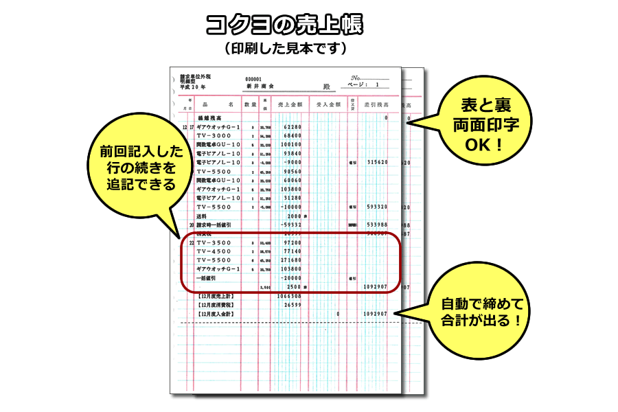 コクヨ売上帳印刷